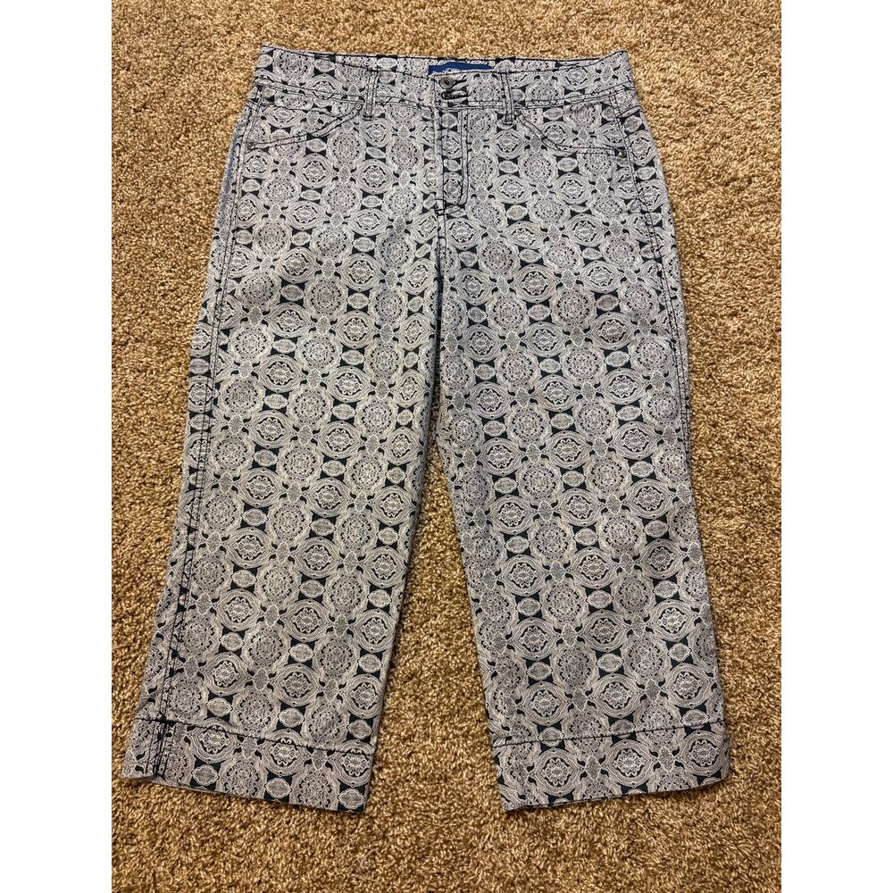 Bandolino Blu Medallion Print Capri Pants Womens Size 10